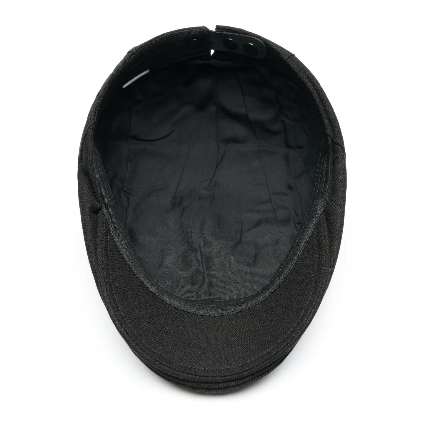 Bască bărbați din bumbac, reglabilă cu capse, model Belmont, culoare negru, interior.