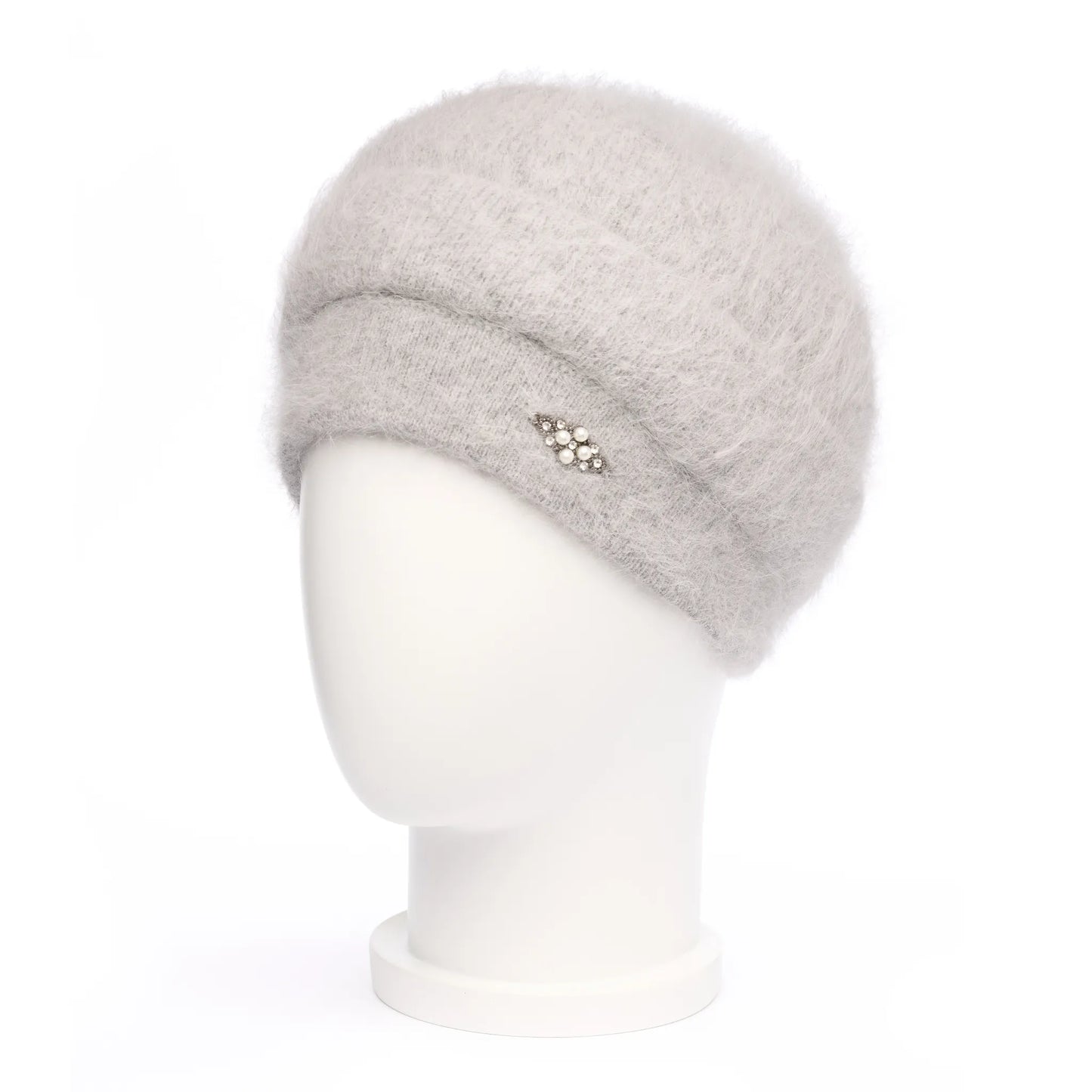 Căciulă damă iarnă elegantă, din angora, model Irina, gri deschis.