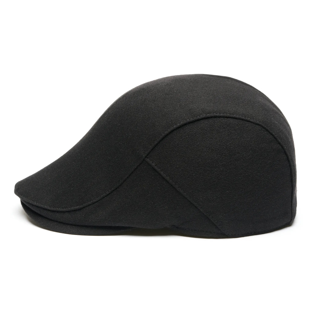 Bască bărbați din bumbac, reglabilă cu capse, model Belmont, culoare negru, lateral.