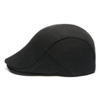 Bască bărbați din bumbac, reglabilă cu capse, model Belmont, culoare negru, lateral.