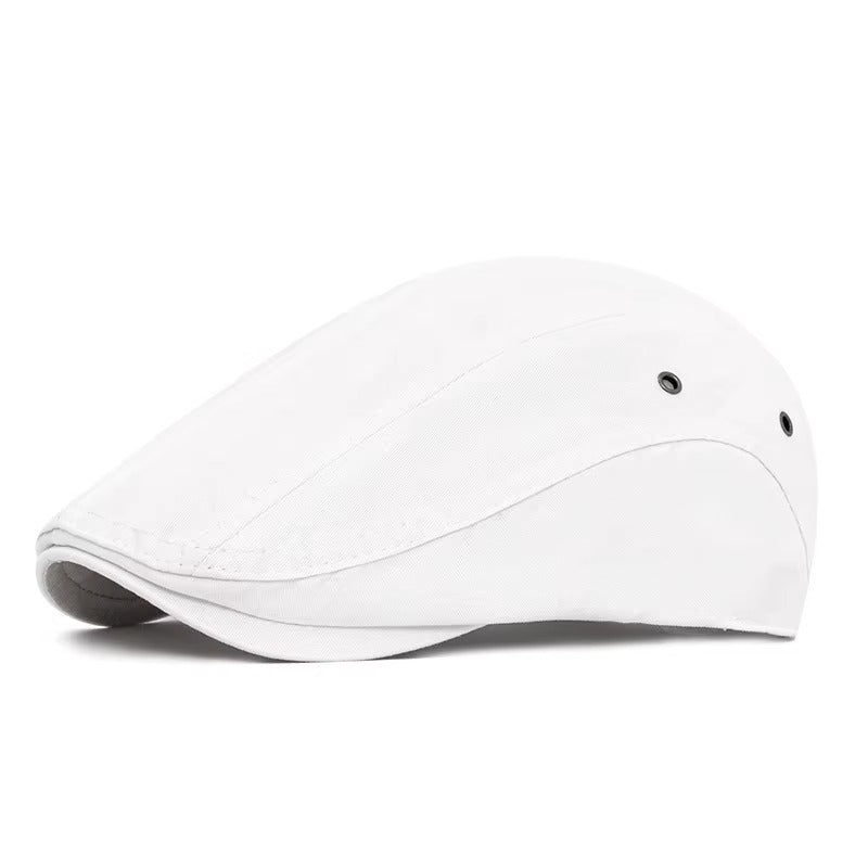 basca barbati tip newsboy alb din bumbac cu spate elastic