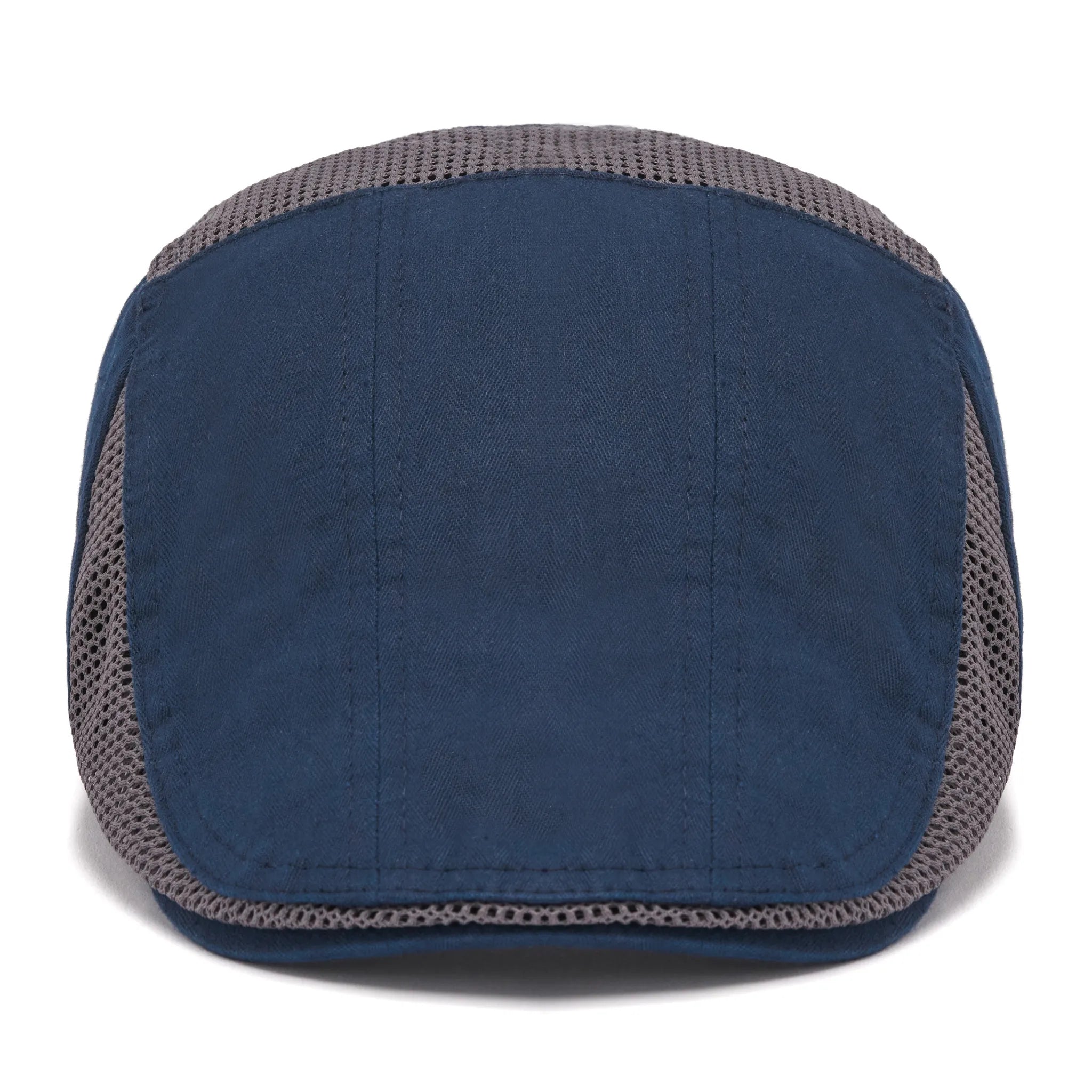 Bască bărbați din bumbac subțire, sezon vară, aerisire plasă, bleumarin, reglabilă, față.