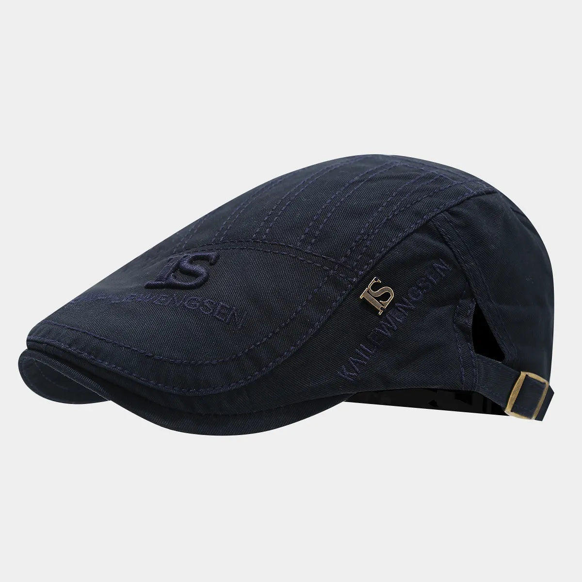 Bască bărbătească din bumbac 100% cu broderie discretă și reglaj lateral metalic, bleumarin.