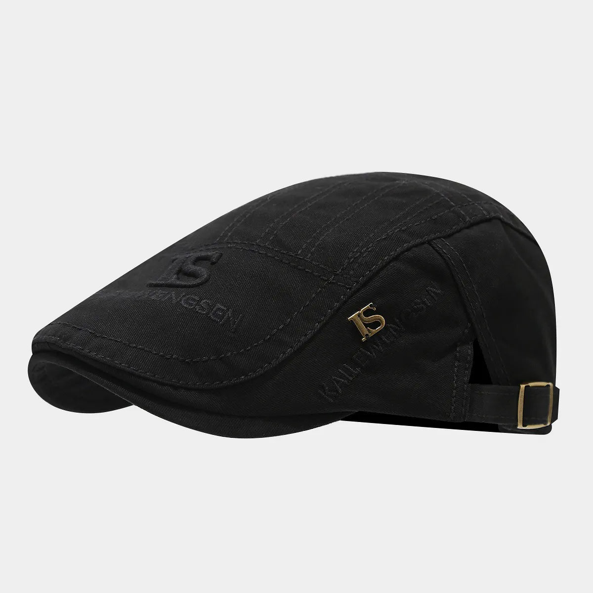 Bască bărbătească din bumbac 100% cu broderie discretă și reglaj lateral metalic, negru.