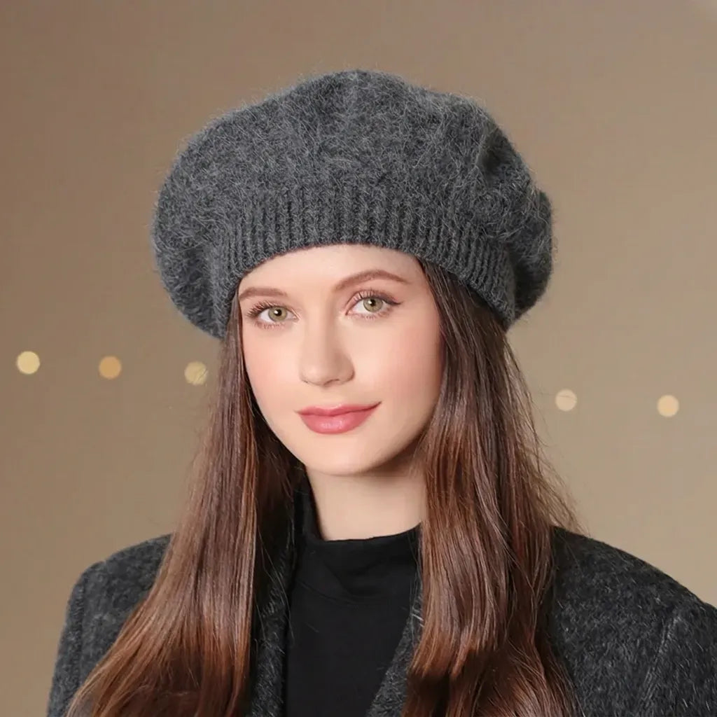 Beretă damă elegantă franțuzească model Adele gri închis.