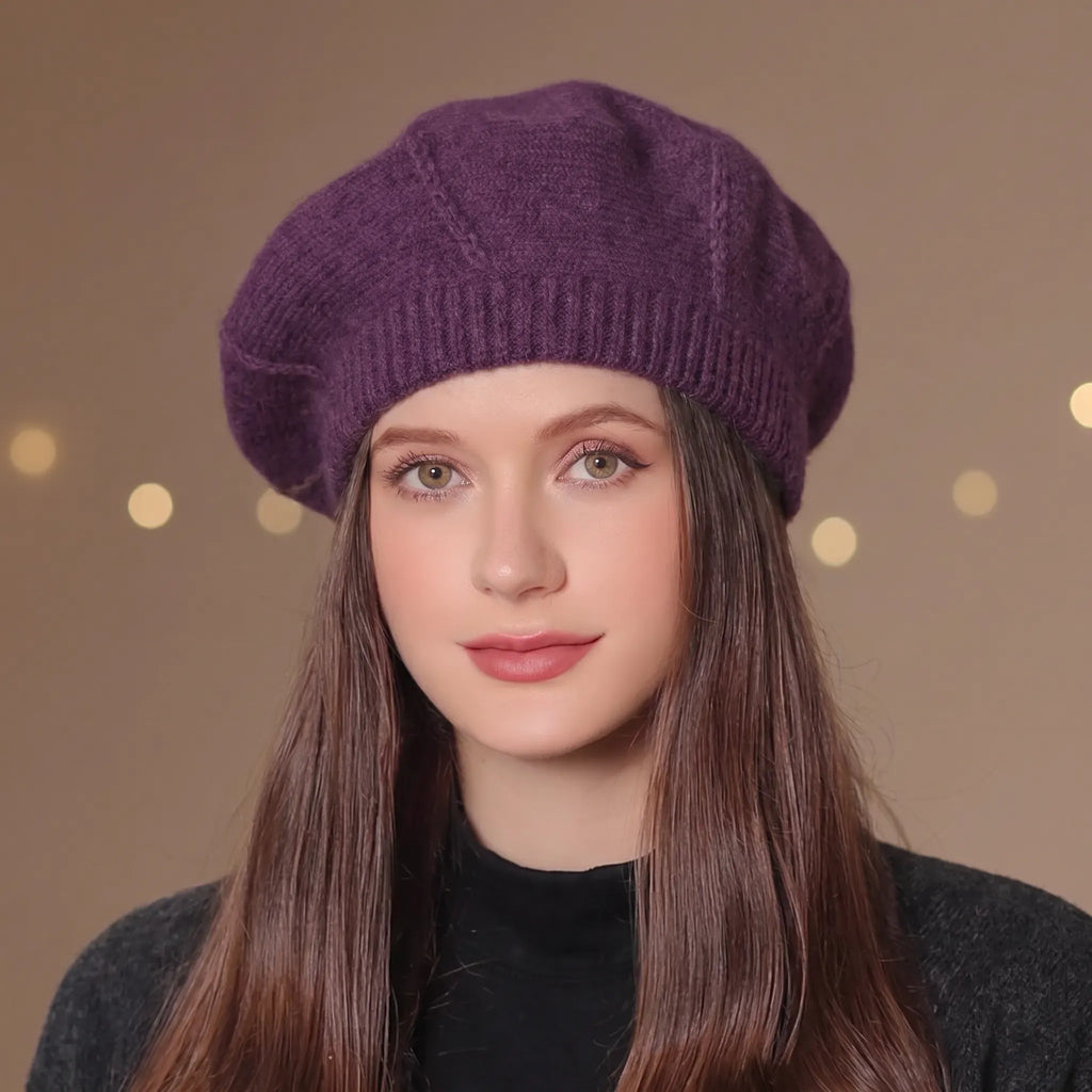 Beretă damă elegantă franțuzească model Adele mov.