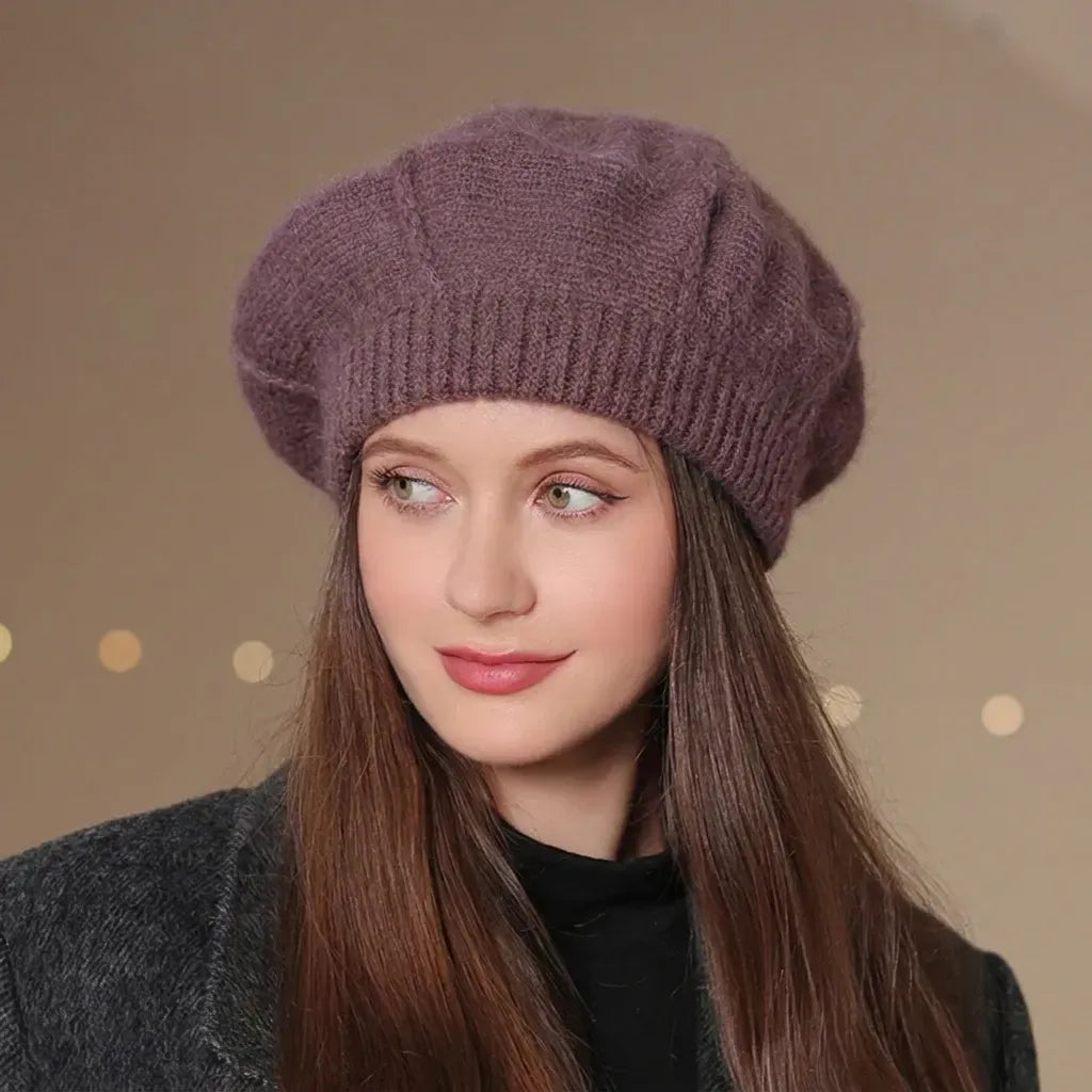 Beretă damă elegantă franțuzească model Adele roz cuarț.