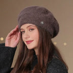 Beretă damă elegantă franțuzească model Eloise cappuccino.