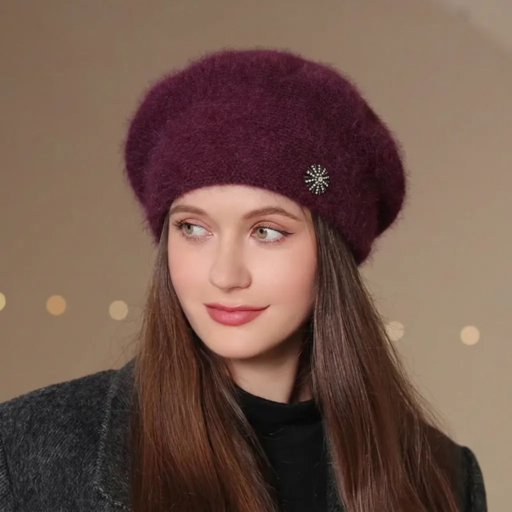 Beretă damă elegantă franțuzească model Eloise grena.