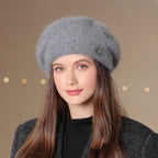 Beretă damă elegantă franțuzească model Eloise gri deschis.
