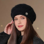Beretă damă elegantă franțuzească model Eloise negru.