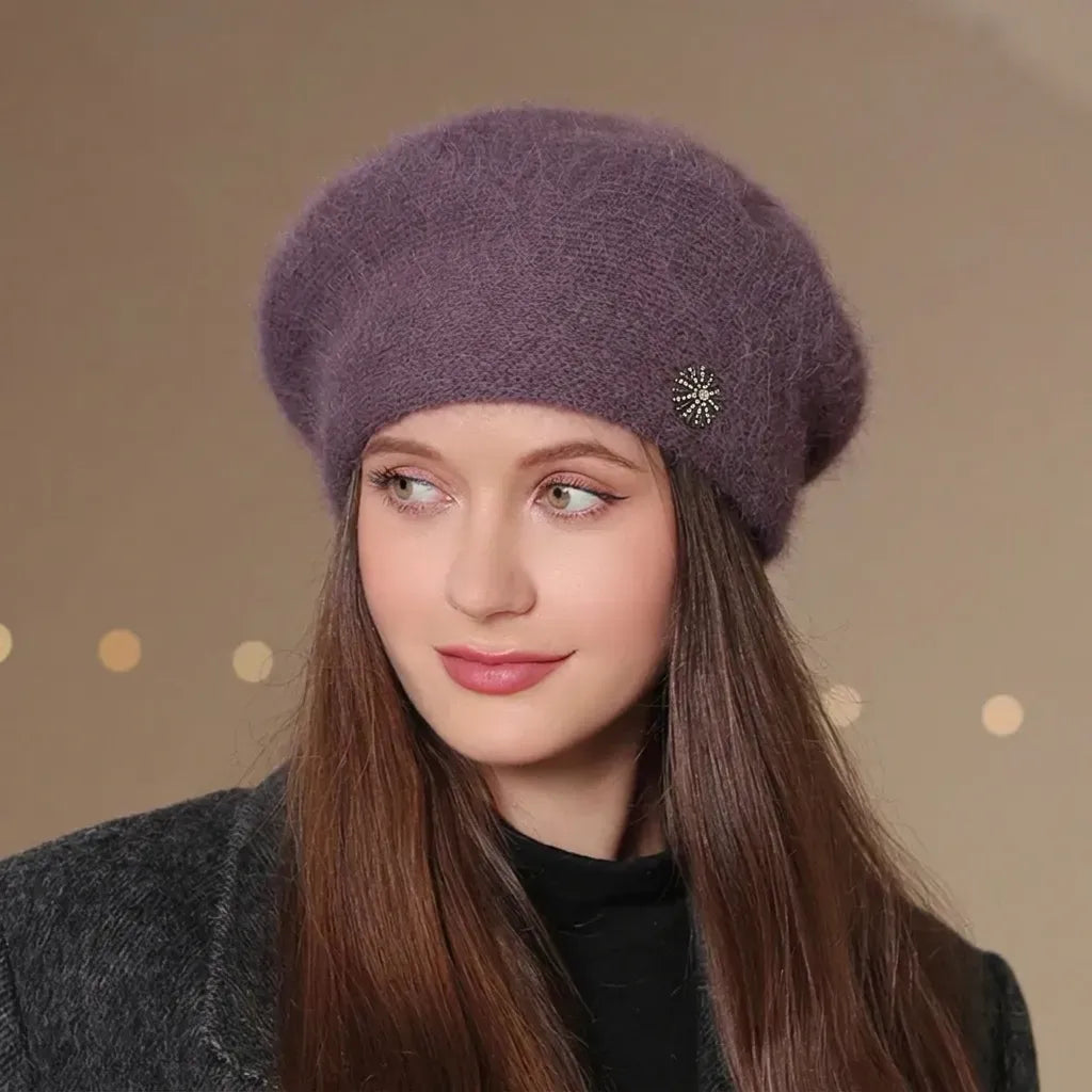 Beretă damă elegantă franțuzească model Eloise roz cuarț.
