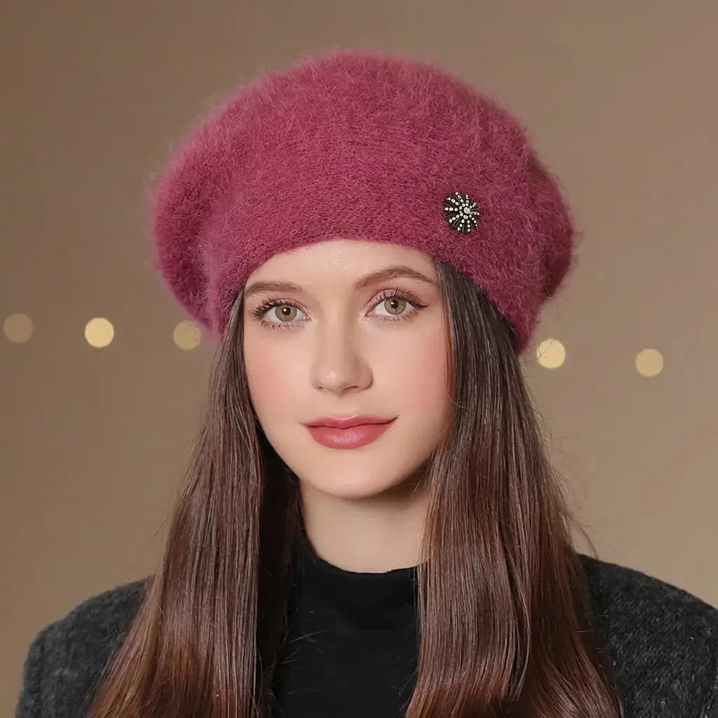 Beretă damă elegantă franțuzească model Eloise roz.
