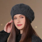 Beretă damă elegantă franțuzească Juliette gri închis.