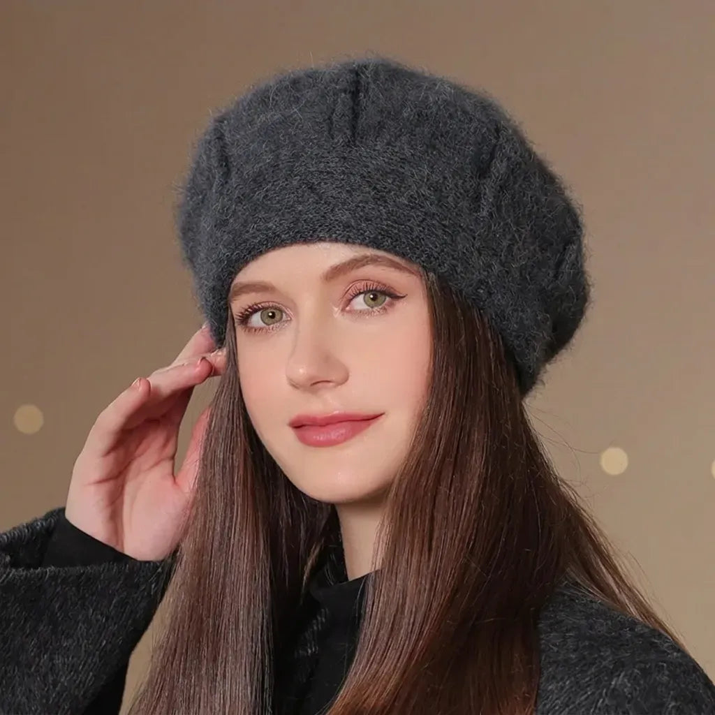 Beretă damă elegantă franțuzească Juliette gri închis.