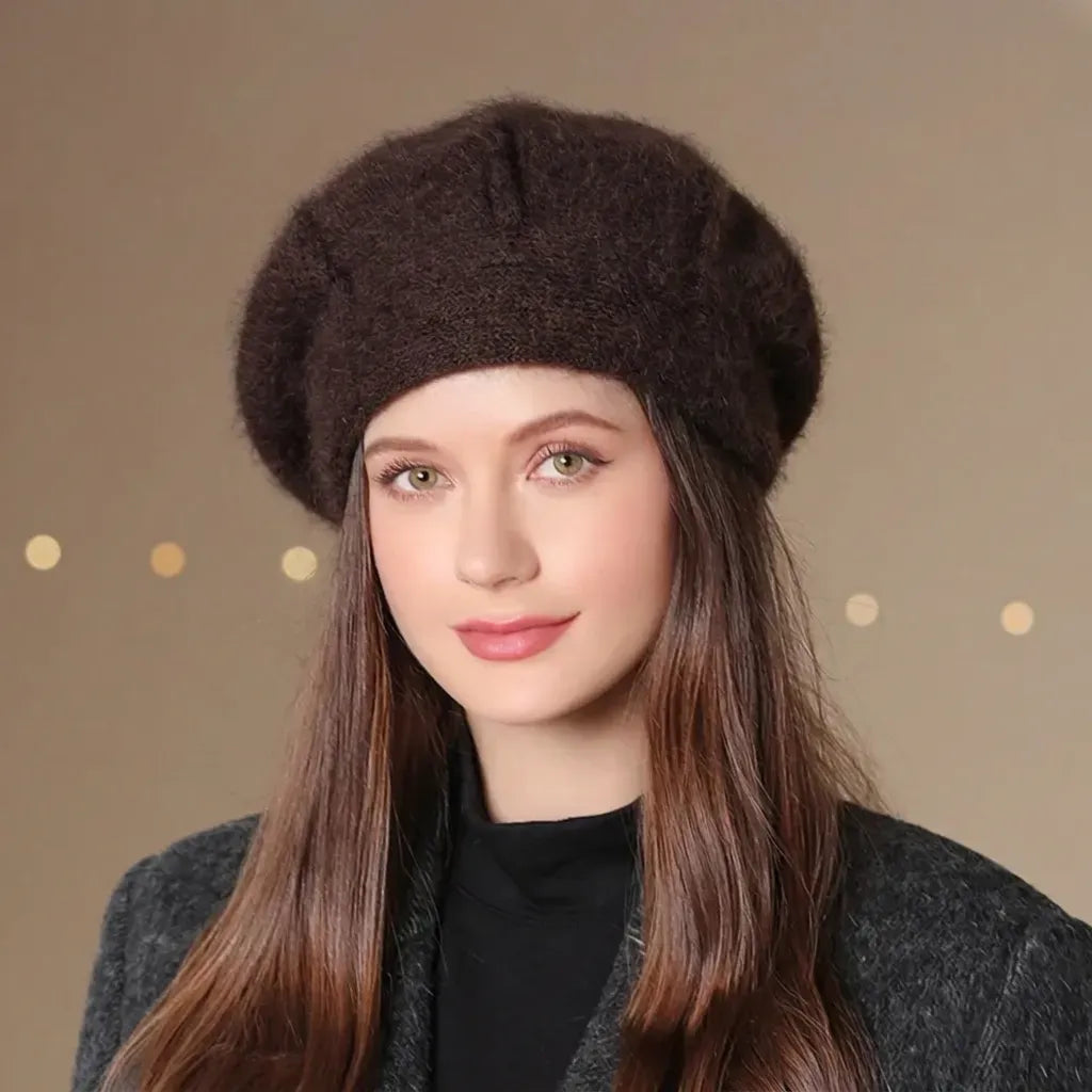 Beretă damă elegantă franțuzească Juliette maro.