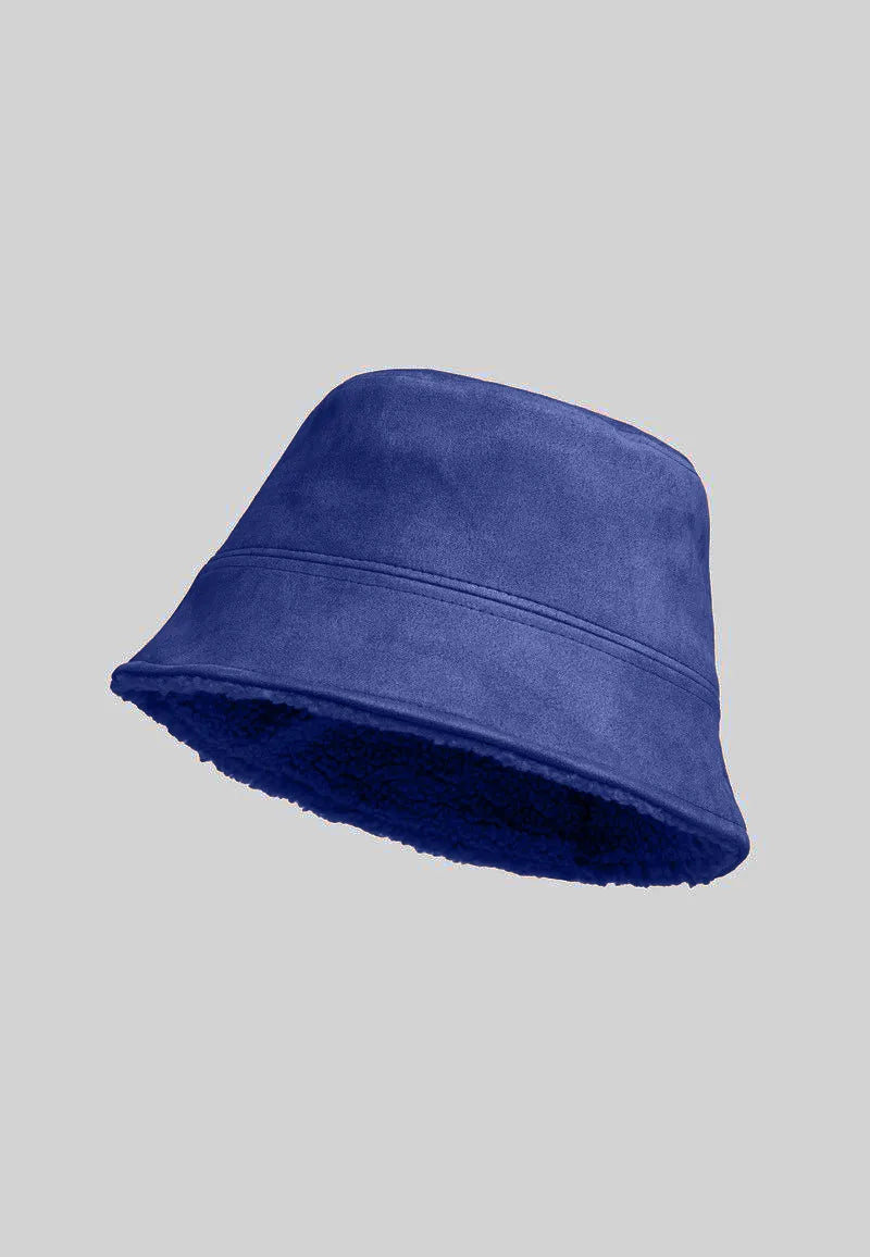 Căciulă Bucket Hat de iarnă cu polar pe interior, bleumarin.