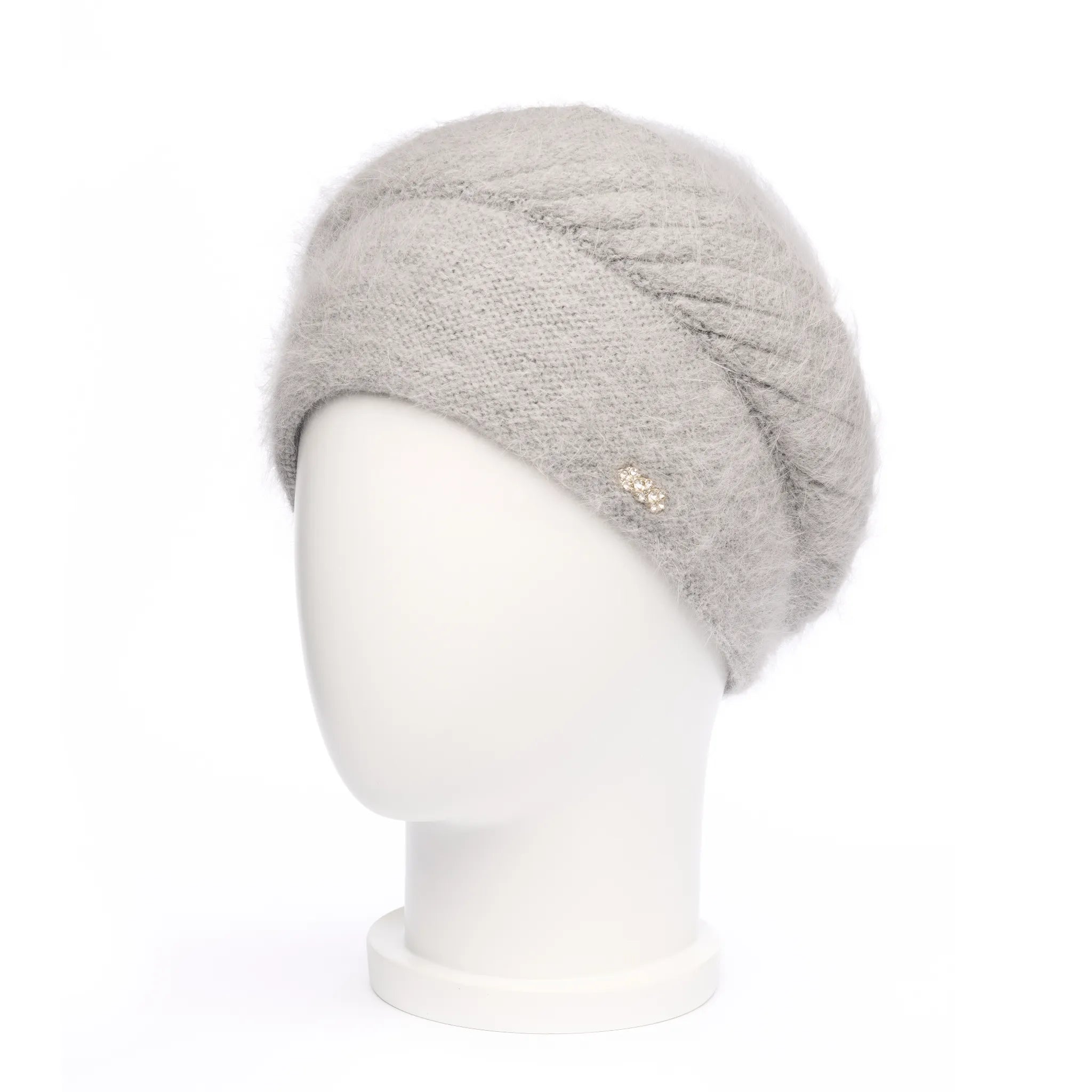 Căciulă damă iarnă elegantă, din angora, model Atena, gri deschis.