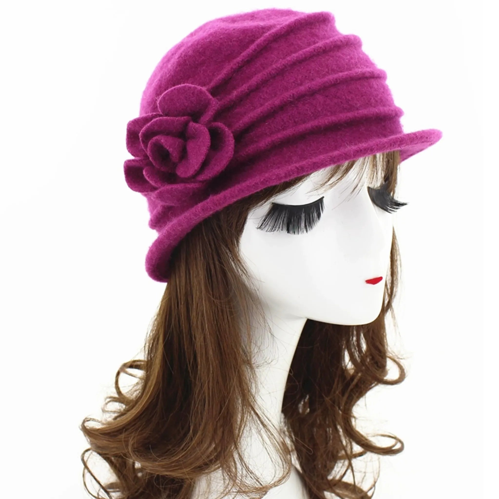 Pălărie damă din lână, model Cleo, culoarea fuchsia.