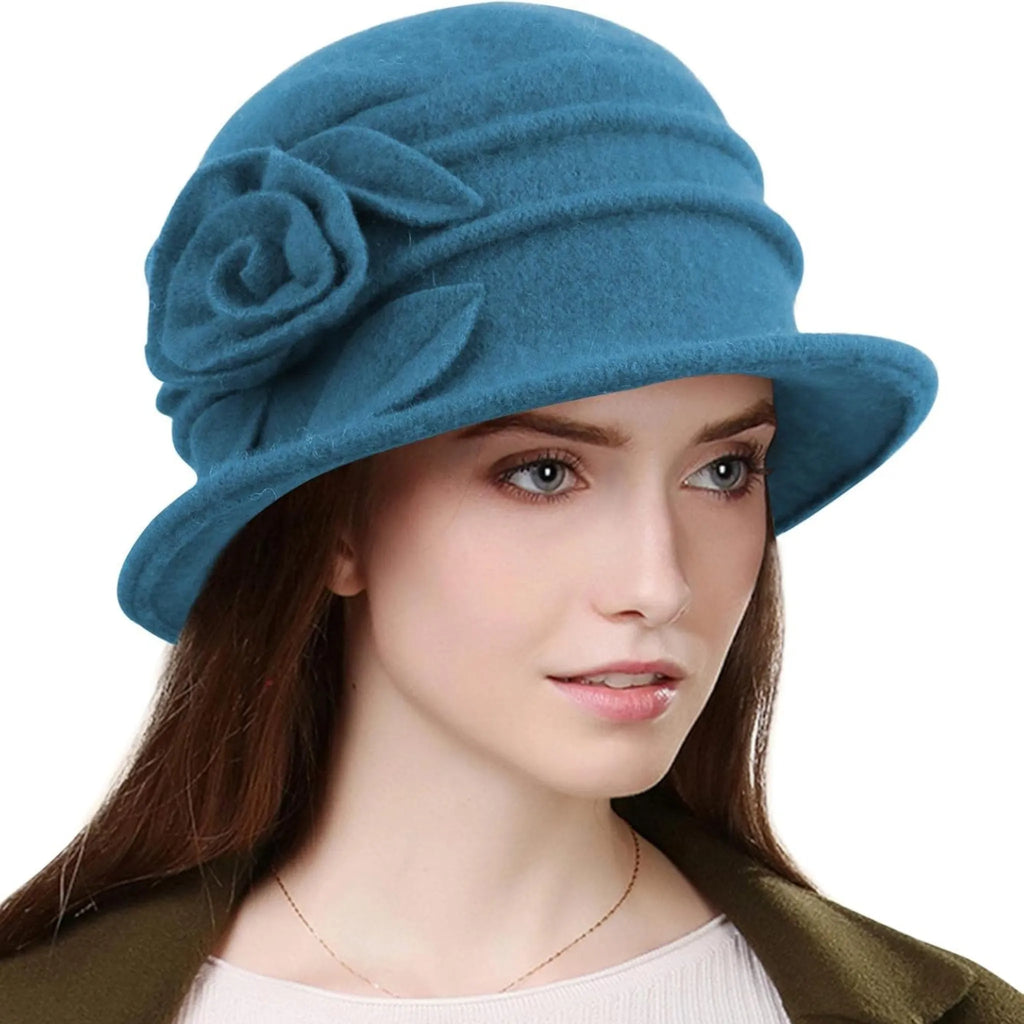 Pălărie damă din lână, model Sofia, culoarea albastru.