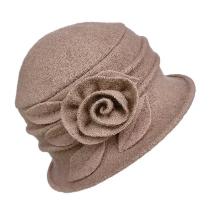 Pălărie damă din lână, model Sofia, culoarea cappuccino.