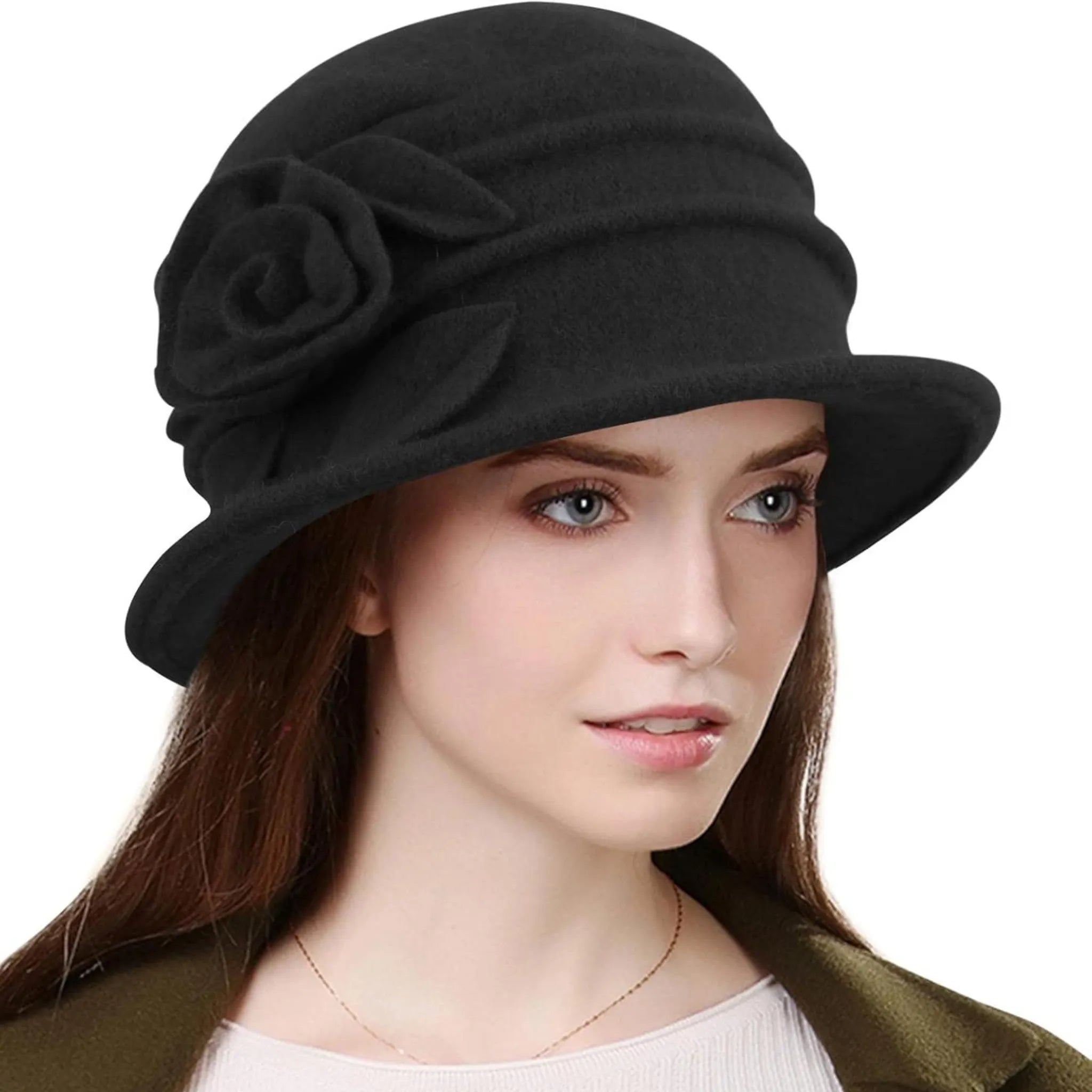 Pălărie damă din lână, model Sofia, culoarea negru.