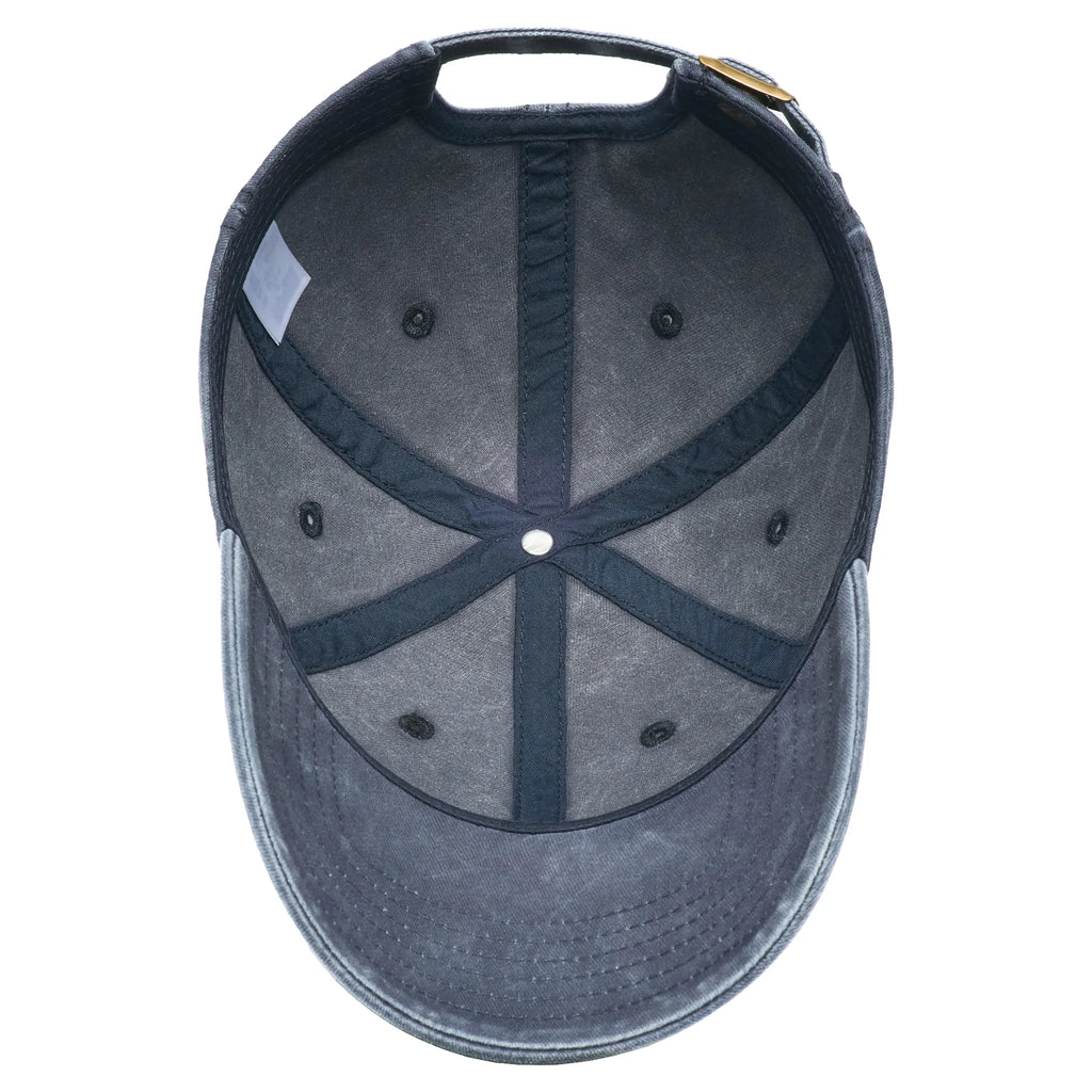 Șapcă bărbătească din 100% bumbac dens, cu aspect washed, bleumarin, interior.