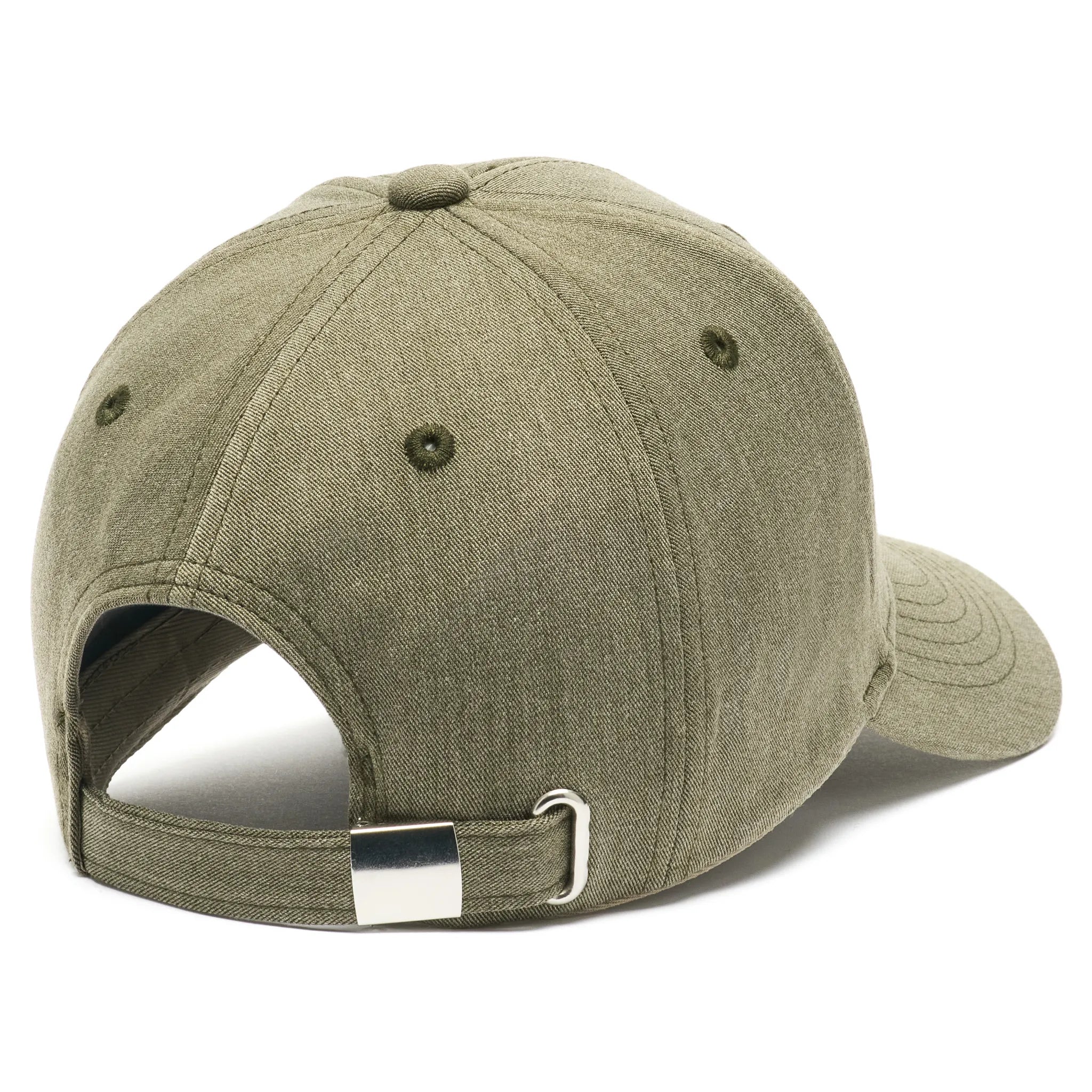 Șapcă bărbați structurată culoare pământiu cu cozoroc curbat și cataramă metalică, spate.